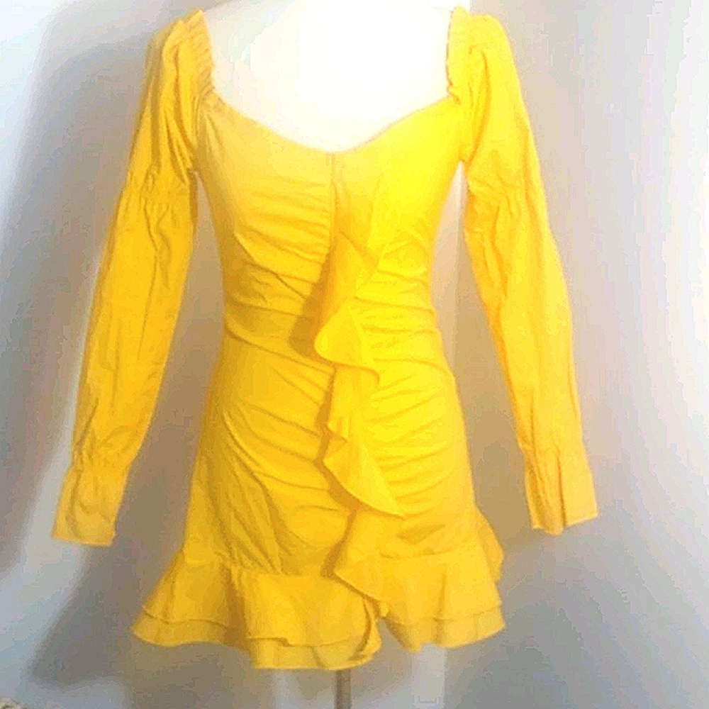 Yellow fitted ruffle dress